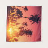 Tropische bomen zonsondergang wandkleed (Voorkant (horizontaal))