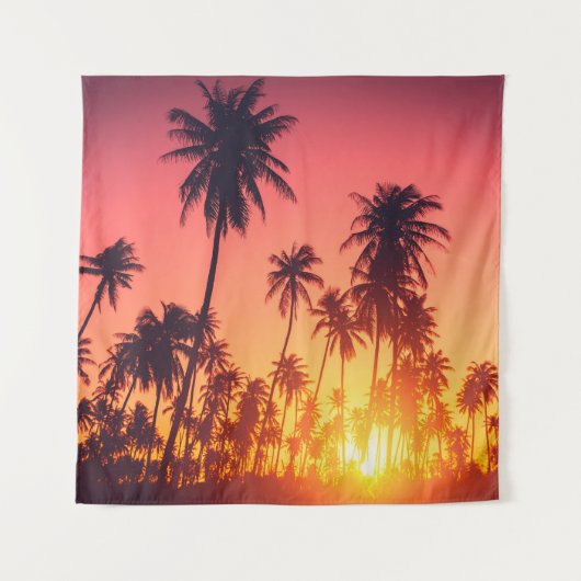 Tropische bomen zonsondergang wandkleed (Voorkant)