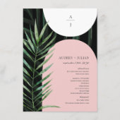 Tropische Boogschutters Palm Leaf Monogram Bruilof Menu (Voorkant)