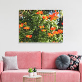 Tropische boom | Oranje bloemen Canvas Afdruk (Insitu (Woonkamer))
