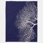 Tropische boomkoraalwitte marineblauw strand fleece deken (Voorkant)