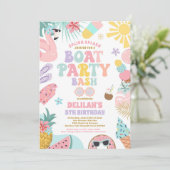 Tropische boot Lake Ocean Marina verjaardagsfeestj Kaart (Staand voorkant)