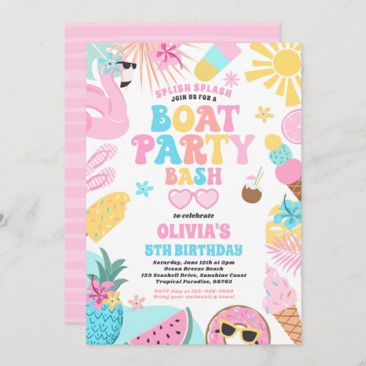 Tropische boot Lake Ocean Marina verjaardagsfeestj Kaart (Voorkant / Achterkant)