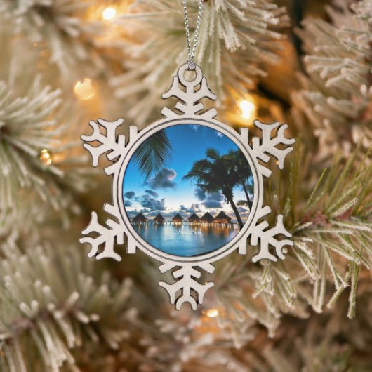 Tropische Bora Bora Tin Sneeuwvlok Ornament (Boom)
