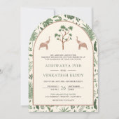 Tropische Bos Olifant Boog Foto Indiase bruiloft Kaart (Voorkant)
