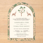 Tropische Bos Olifantenboog Indiase bruiloft Acryl Uitnodigingen (Voorkant)