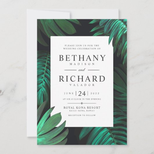 Tropische Botanic Wedding Invitation Set no.01 Kaart (Voorkant)