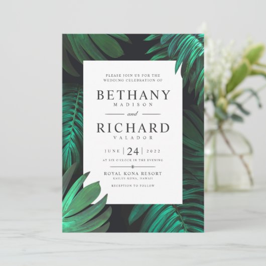 Tropische Botanic Wedding Invitation Set no.01 Kaart (Staand voorkant)