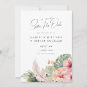 Tropische Botanicals Bruiloft Bewaar de datum Kaart (Voorkant)