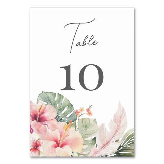 Tropische Botanicals Hibiscus Bloemenbruiloft Kaart (Achterkant)