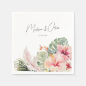 Tropische Botanicals Prachtige Waterverf Bruiloft Servet (Voorkant)