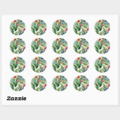 Tropische Botanicals Vibrant Waterverf Foliage Ronde Sticker (Vel)