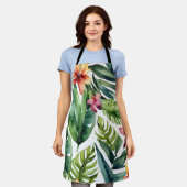 Tropische Botanicals Vibrant Waterverf Foliage Schort (Gedragen)