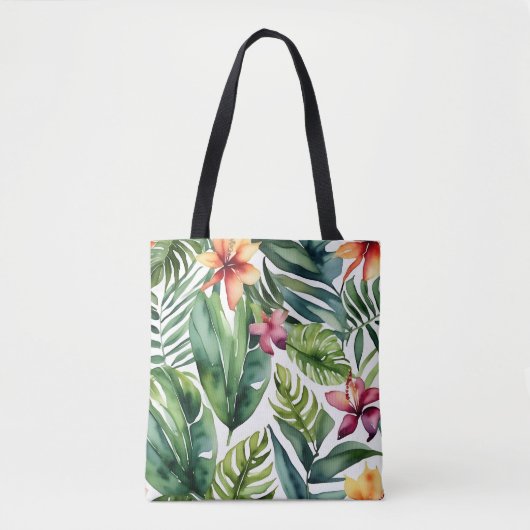 Tropische Botanicals Vibrant Waterverf Foliage Tote Bag (Voorkant)