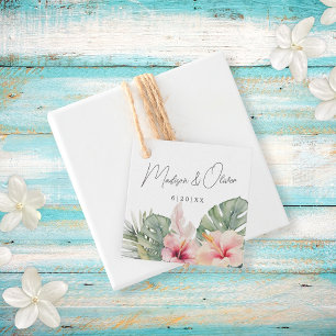Tropische Botanicals Waterverf Trouwgeschenk + Bedankjes Labels