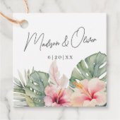 Tropische Botanicals Waterverf Trouwgeschenk + Bedankjes Labels (Voorkant)