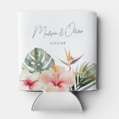 Tropische Botanicals Waterverf Trouwgunst Blikjeskoeler (Achterkant)