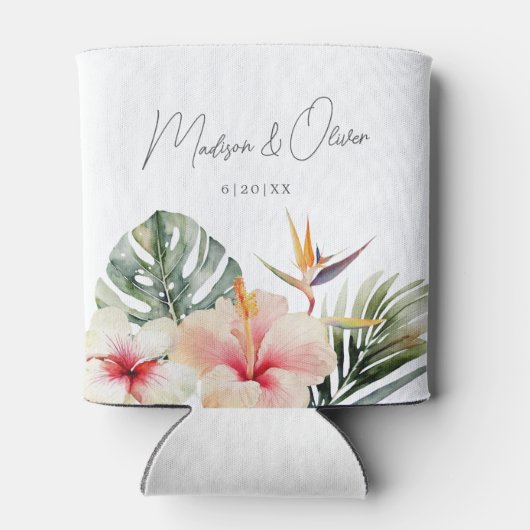 Tropische Botanicals Waterverf Trouwgunst Blikjeskoeler (Achterkant)