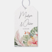 Tropische Botanicals Waterverf Trouwgunst Cadeaulabel (Voorkant)