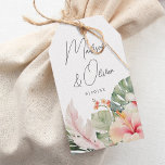 Tropische Botanicals Waterverf Trouwgunst Cadeaulabel<br><div class="desc">Deze elegante huwelijkscadeau / gunsttags zijn voorzien van prachtige waterverf botanicals,  waaronder palmbladeren en hibiscus. De typografie is klassiek en toch modern. Dit is het perfecte ontwerp voor een tropische of strandbestemming bruiloft. Zie het collectie voor het coördineren van items.</div>