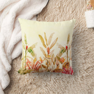 Tropische botanische aquarel kussenhoes kussen