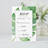 tropische botanische aquarel RSVP bijgevoegde kaar (Staand voorkant)
