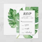 tropische botanische aquarel RSVP bijgevoegde kaar (Voorkant / Achterkant)
