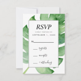 tropische botanische aquarel RSVP bijgevoegde kaar Kaartje