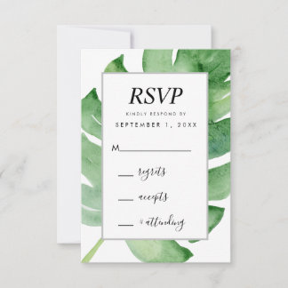 tropische botanische aquarel RSVP bijgevoegde kaar Kaartje