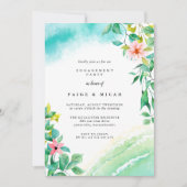 Tropische Botanische Aquarel Verloving Feest Kaart (Voorkant)
