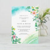Tropische Botanische Aquarel Verloving Feest Kaart (Staand voorkant)