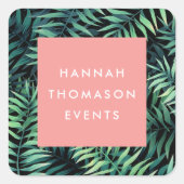 Tropische Botanische Bedrijfsnaam Vierkante Sticker (Voorkant)