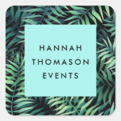 Tropische Botanische Bedrijfsnaam Vierkante Sticker (Voorkant)