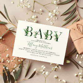 Tropische botanische begroeiing & goud babyfeestje kaart