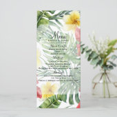 Tropische Botanische Bladeren & Bloemen Bloemenmen Menu (Staand voorkant)