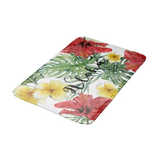 Tropische botanische bladeren en bloemen bloemen A Badmat (Gekanteld)