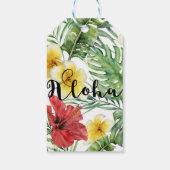 Tropische botanische bladeren en bloemen bloemen A Cadeaulabel (Achterkant)