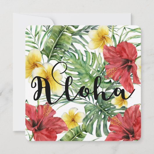 Tropische botanische bladeren en bloemen bloemen A Kaart (Achterkant)