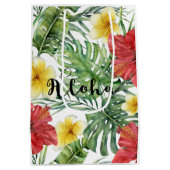 Tropische botanische bladeren en bloemen bloemen A Medium Cadeauzakje (Achterkant)