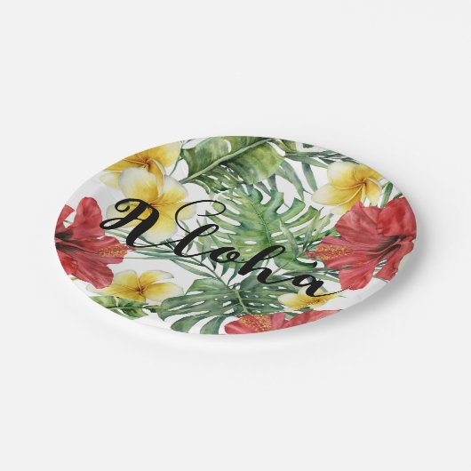Tropische botanische bladeren en bloemen bloemen A Papieren Bordje (Gekanteld)