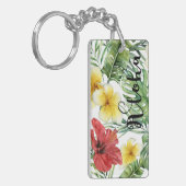 Tropische botanische bladeren en bloemen bloemen A Sleutelhanger (Voorkant Links)