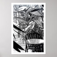 Tropische botanische bladeren lijn kunst tekening