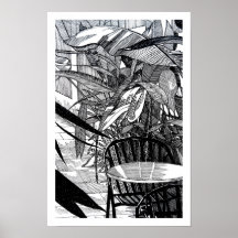 Tropische botanische bladeren lijn kunst tekening