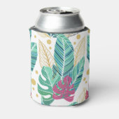 Tropische botanische bladeren, naadloos  ontwerp blikjeskoeler (Blikje Achterkant)