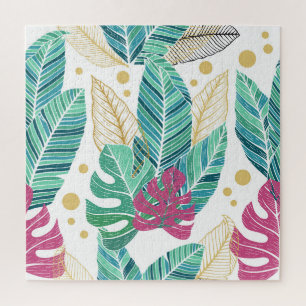 Tropische botanische bladeren, naadloos ontwerp legpuzzel
