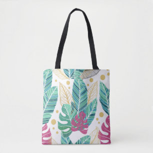 Tropische botanische bladeren, naadloos ontwerp tote bag
