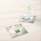 Tropische Botanische Bloem QR Code Elegant Stijlvo Kartonnen Onderzetters (Insitu)