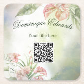 Tropische Botanische Bloem QR Code Elegant Stijlvo Kartonnen Onderzetters (Voorkant)