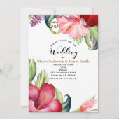 Tropische Botanische Bloemen Aloha Huwelijksuitnod Kaart (Voorkant)
