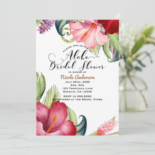 Tropische Botanische Bloemen Aloha Vrijgezellenfee Kaart (Staand voorkant)